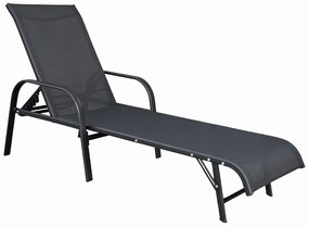 Czarny leżak ogrodowy z regulowanym oparciem S8-A30
