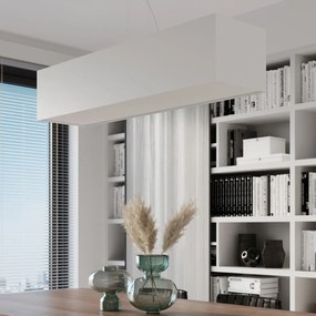 Biała lampa wisząca z tekstylno-szklanym kloszem Gryfin Bis – Nice Lamps