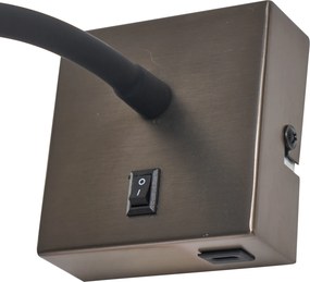Zestaw 2 nowoczesnych grafitowych lamp ściennych z USB-C - Gosna
