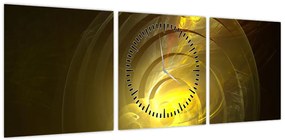 Obraz żółtej abstrakcyjnej spirali (z zegarem) (90x30 cm)