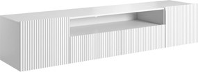 Szafka RTV wisząca Nicole 200 cm z wnęką i szufladami - biały / biały mat