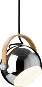 Halo Design 734443 - Żyrandol na lince DC 1xE27/40W/230V śr. 18 cm błyszczący chrom/dąb