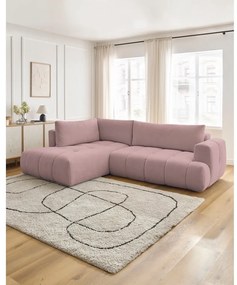 Różowy rozkładany/ze schowkiem narożnik (lewostronny/w kształcie litery L) Fuji – Bobochic Paris