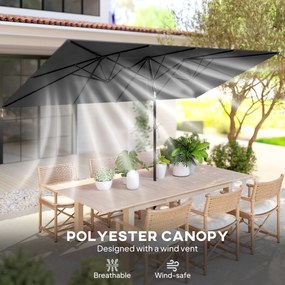 Outsunny Parasol Ogrodowy 150x295cm Podwójny Daszek Regulacja Szary | Aosom PL