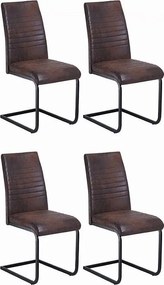 Zestaw 4 krzeseł do jadalni - tkanina i czarny metal - brązowy - TIBER