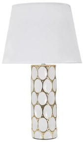 Ceramiczna lampa stołowa w biało-złotym kolorze z tekstylnym kloszem (wys. 56 cm) Glam Carv – Mauro Ferretti