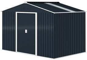 Outsunny Metalowy schowek na narzędzia z drzwiami przesuwnymi i oknami wentylacyjnymi, 277 x 195 x 192 cm, ciemnoszary