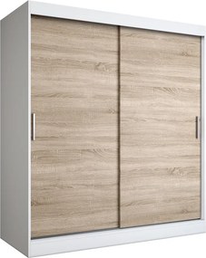Szafa przesuwna 180 cm biel + dąb sonoma E7-P43