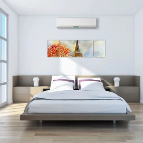 Malowany obraz Wieży Eiffla (170x50 cm)