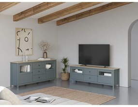 Szarozielona komoda z litego drewna sosnowego 180x80x40 cm Misti – Marckeric