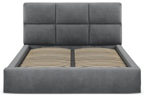 Szare tapicerowane łóżko dwuosobowe ze schowkiem ze stelażem 160x200 cm Libera – Windsor &amp; Co Sofas