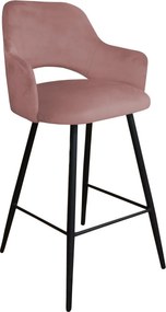 Hoker Milano krzesło barowe tkanina Welur podstawa metalowa : Kolor nogi - Czarna stożek, Kolor tkaniny - VELVET - MG58, Typ siedziska - Siedzisko stałe
