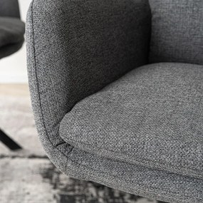 Krzesło Tapicerowane Obrotowe do Salonu PAUL Ciemnoszare Nowoczesne