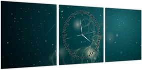 Obraz - Magiczny jeleń w nocy (z zegarem) (90x30 cm)