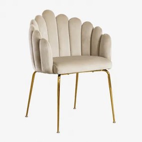 Krzesło Do Jadalni Z Aksamitu Markina Beige Crema - Sklum