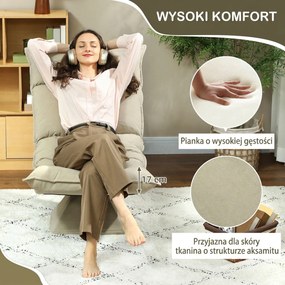HOMCOM Obrotowy Krzesło Podłogowy z 5-pozycyjnym Regulowanym Oparciem, Nowoczesny Fotel Tapicerowany, Beżowy