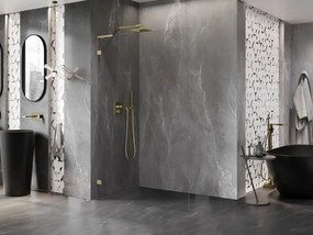 Mexen Lunar L ścianka prysznicowa Walk-in lewa 100 x 200 cm, transparent 8 mm, złota szczotkowana - 830L-100-000-55-00-L