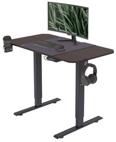 Biurko regulowane elektrycznie orzech/ czarne: EGON, 1100 x 720 x 600 mm