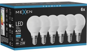 Mexen Nova 6x żarówka LED E14, G45, 4W, Zimna - 6500K, 420 lm - L101-E14-0465-01x06