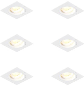 Zestaw 6 kwadratowych reflektorów wpuszczanych, obrotowych i uchylnych, biały - Chuck