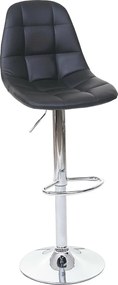 Stołek barowy MCW-A67,  Czarna imitacja skóry, chromowana podstawa