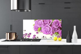 Szkło do Kuchni na Ścianę Bukiet Róż W Pełnym Rozkwicie