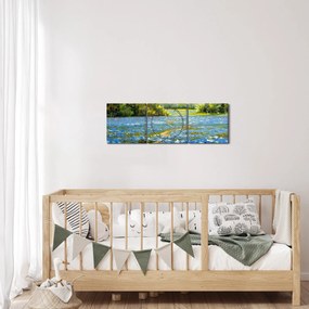Obraz - Ścieżka w polu, obraz olejny (z zegarem) (90x30 cm)