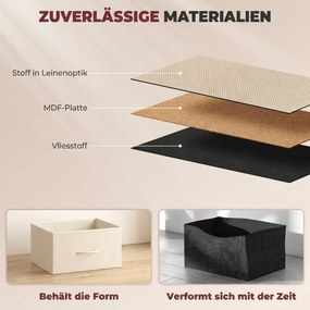 HOMCOM Komoda do sypialni z 8 materiałowymi szufladami, stalowymi wzmocnieniami, drewnianą powierzchnią, 4 kieszeniami do przechowywania, 2 haczykami, beżowa | Aosom PL