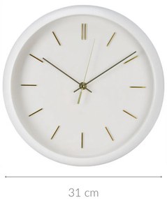 Zegar ścienny nowoczesny, złote wskazówki, Ø 31 cm