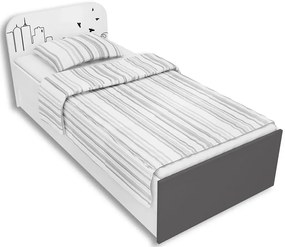 Biało-grafitowe łóżko młodzieżowe 90x200 H0-M73