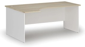 Narożne biurko PRIMO WHITE, 180x120 cm, lewe, biały/dąb naturalny