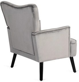 Fotel Uszak Wypoczynkowy BUNNY Szary Welurowy Nowoczesny Loft