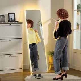 HOMCOM Lustro całociałowe z LED, sterowanie dotykowe, regulacja jasności, bezramowe, 40 x 150 cm