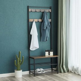 Metalowa ścianka do przedpokoju TAYLOR 72x175 cm, czarna/rustykalny brąz