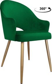 Krzesło Velvet tkanina Welur noga metalowa : Kolor nogi - Złota stożek, Kolor tkaniny - VELVET - MG25, Typ siedziska - Siedzisko obrotowe 360°