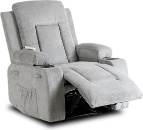 Fotel Masujący BOX 2 Rozkładany z Podnóżkiem Szary Nowoczesny