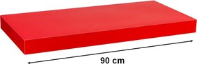 Półka ścienna STILISTA Volato czerwona z połyskiem,90 cm