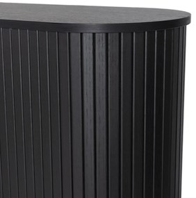 Komoda do Salonu Rozsuwana TRISH 180 cm Czarna Dwudrzwiowa Ryflowana Nowoczesna