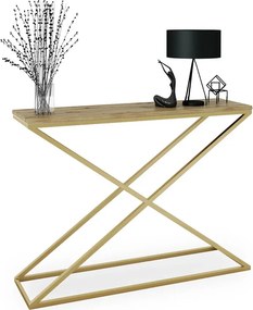 Minimalistyczna konsola złoty + dąb artisan T1-D11