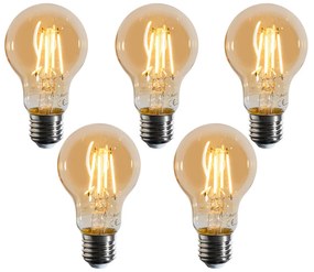 Zestaw 5 ściemnialnych żarówek LED E27 A60 złotych 4W 420 lm 2200K