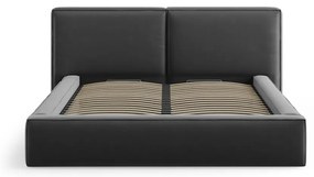 Ciemnoszare aksamitne tapicerowane łóżko dwuosobowe ze schowkiem i stelażem 180x200 cm Arendal – Cosmopolitan Design