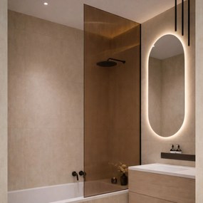 Parawan nawannowy prostokątny ARTE WELLE Classic XXL Brown szkło brązowe ryflowane | Różne rozmiary : Kolor profili kabiny - złoty, Rozmiar - 80 x 210 cm