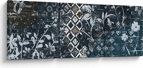 Obraz z kwiatowym wystrojem (z zegarem) (90x30 cm)