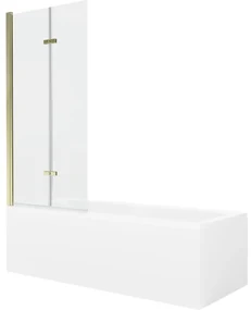 Mexen Cubik wanna prostokątna 170 x 70 cm z obudową i parawanem 2-skrzydłowym 80 cm, transparent, złoty - 550317070X9208025000