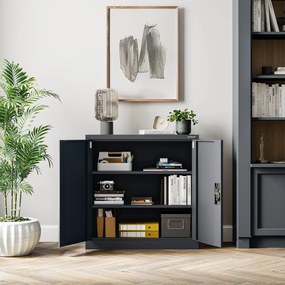 Szafka stalowa do biura BEATA, 900 x 930 x 400 mm, antracytowa