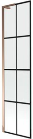 Mexen Next L parawan nawannowy 1-skrzydłowy 50 x 150 cm, czarny wzór, różowe złoto - 895-050-000-03-77-60