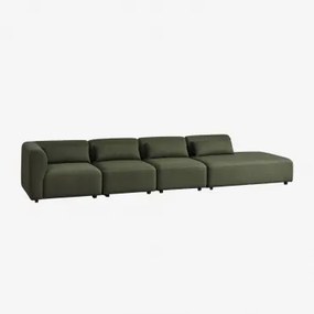 Fogler 4-częściowa Narożna Sofa Modułowa Z Prawym Szezlongiem Chenille Salvia Zieleń - Sklum