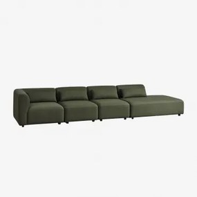 Sofa Modułowy Narożny 4-częściowy Z Prawym Szezlongiem Fogler Tkanina Baranek Boucle Szałwiowa Zieleń - Sklum