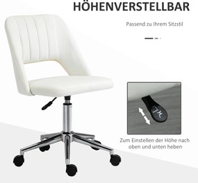 Vinsetto Krzesło Biurowe Obrotowe Kształt Muszli Pielgrzyma Regulowane Aksamitnopodobny Poliester Beżowe | Aosom PL