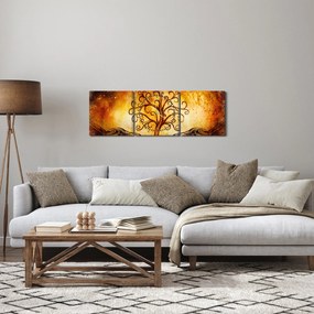 Naturalny abstrakcyjny obraz drzewa (z zegarem) (90x30 cm)
